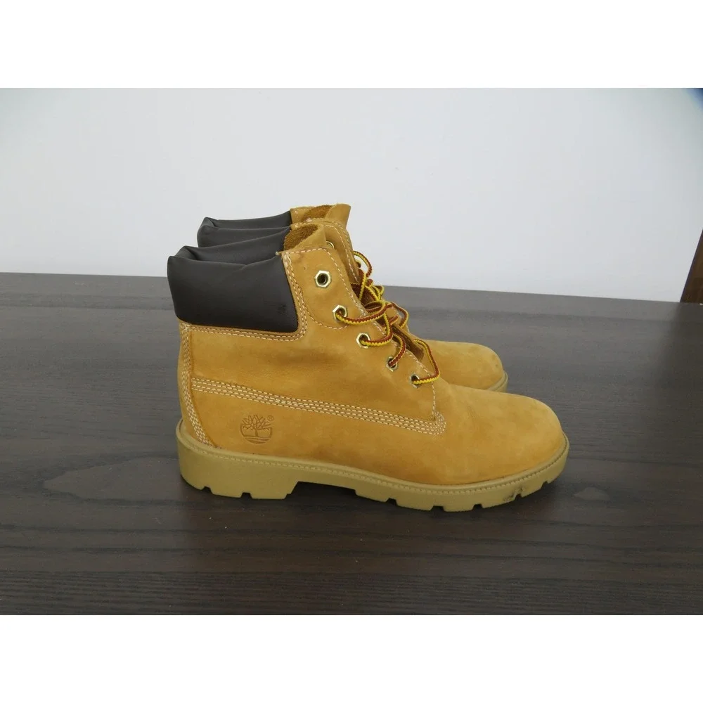 Timberland 6-Inch Premium Boots Boys Size 6 Beige Nubuck Waterproof Hiking Shoe